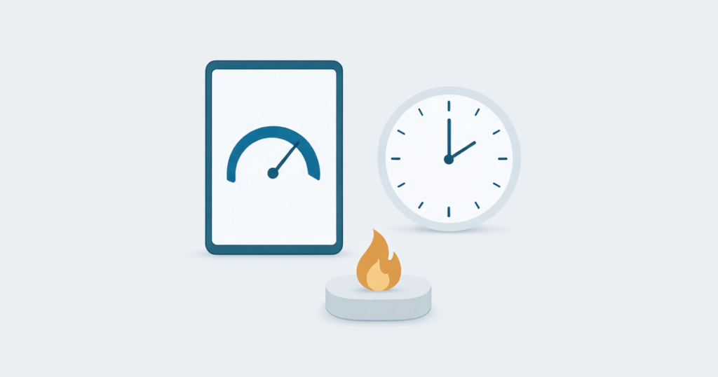 BMR calculator: basal metabolic rate shown as an energy gauge, a clock and a flame