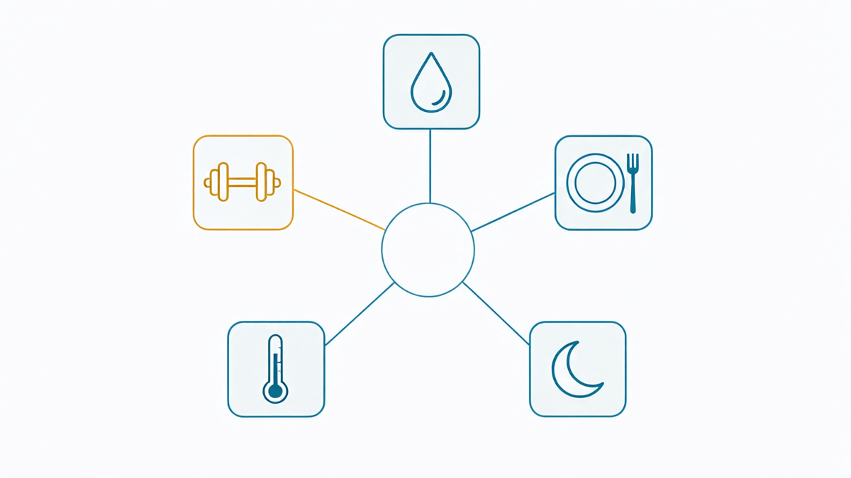 Factors that affect BMR: muscle mass, hydration, diet, sleep and body temperature